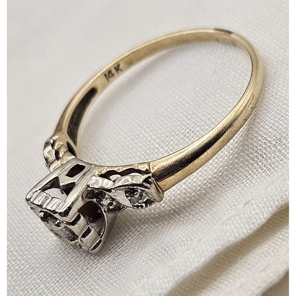 Vtg 14K Yellow Gold Diamond Ring 2.3g Fine Jewelry Size 7 - Picture 9 of 16